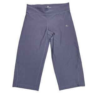 Adidas Womens Crop Capri Pants Athletic Sporty Yoga Blue Steel Gray Small
